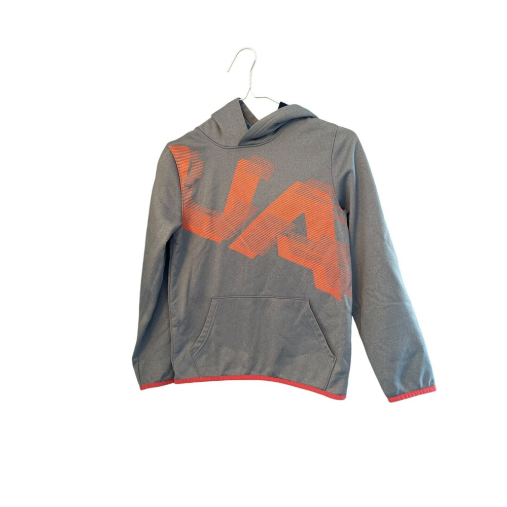 Under Armour Sweatshirt Youth Boys Medium Gray Pull-Over Hoodie Coldgear Loose
